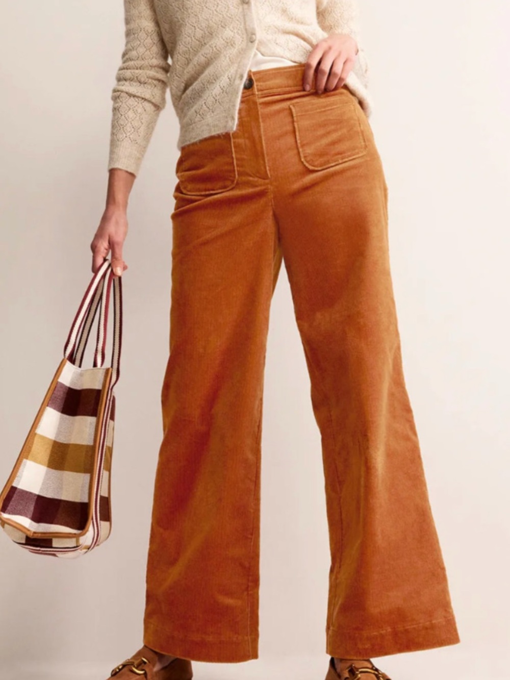 Boden Westbourne Orange Corduroy Pants in Pumpkin Wide Leg. Size 10 Petite.